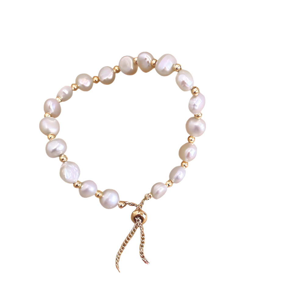 Luce Perlenarmband Gold/Weiß