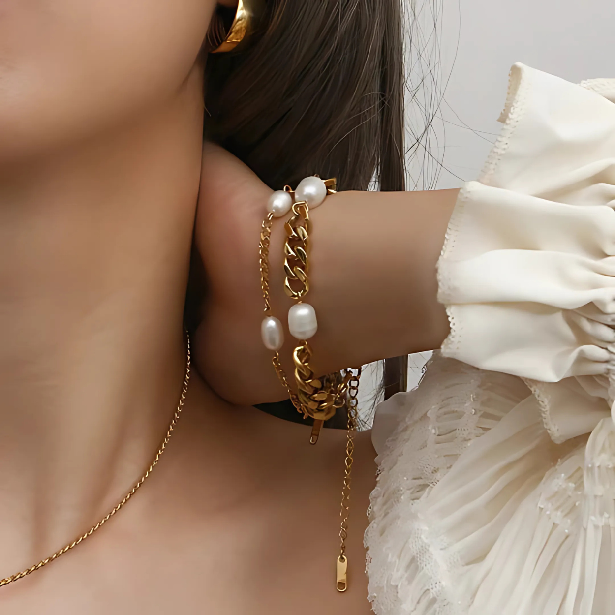 Lyon Perlenarmband Gold