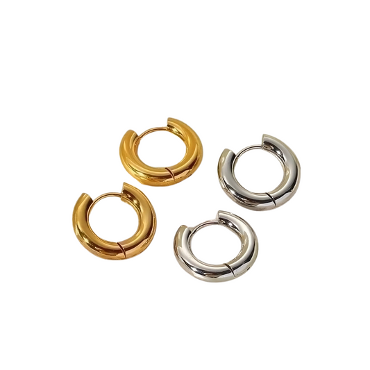 Hoopie Earrings Gold/Silver 4mm