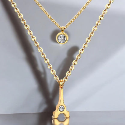 Paname Doppel-Halskette Gold/Silber